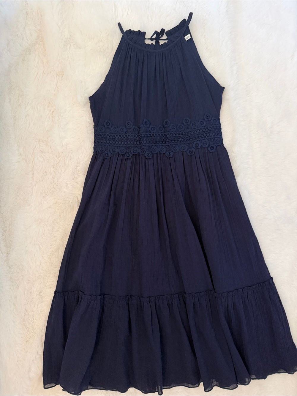 Eliza J Navy Blue Cotton Gauze Fit & Flare Strappy Sun Dress - Picture 8 of 13